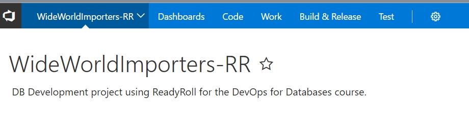 On the VSTS header, the WideWorldImporters-RR tab is selected.
